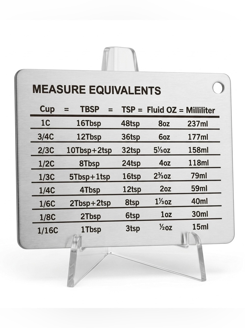 New Stainless Steel Silver Black Measure Equivalents Strong Baking Fridge Magnet